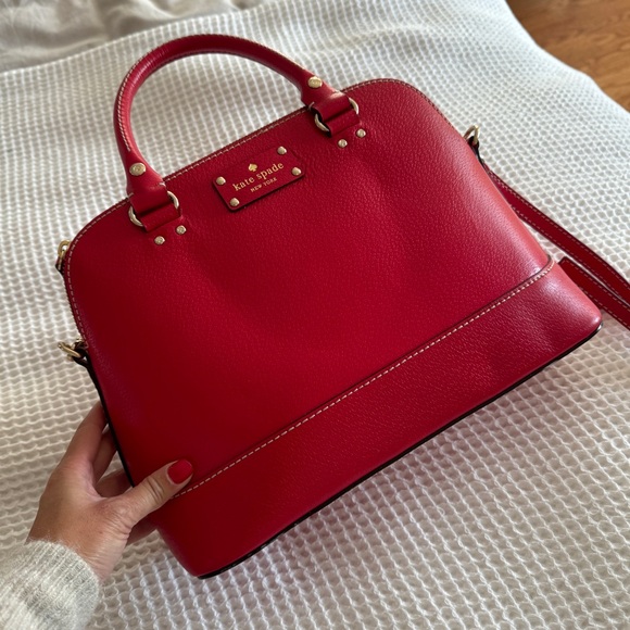 Kate Spade red purse with handles and crossbody strap-perfect for the holiday - Picture 2 of 15